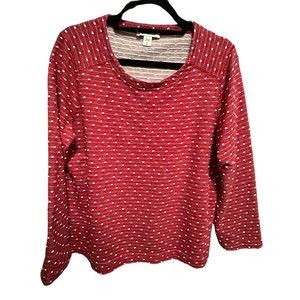 Coldwater Creek size XL 100% cotton red Swiss dot cropped long sleeve top